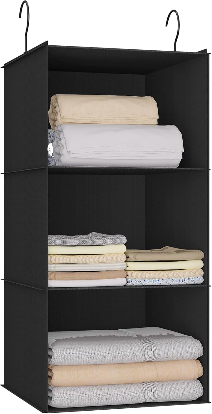 Hanging Closet Organizer 3-Shelf, Oxford Fabric Wardrobe Storage, shoes & by DonYeco