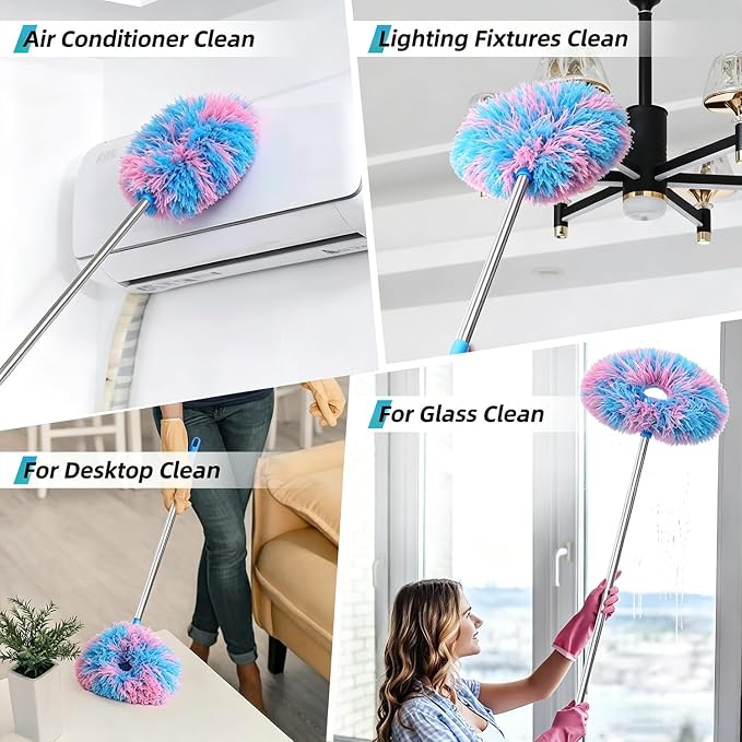 DRQ Ceiling Fan Cleaner Duster, 13-48 in Extension Pole, 2 Pack | Detachable - Image 6