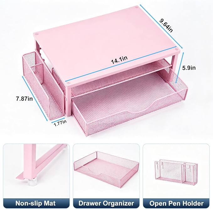 Spacrea Monitor Stand with Drawer and Pen Holder | Monitor Riser Desk - Image 5