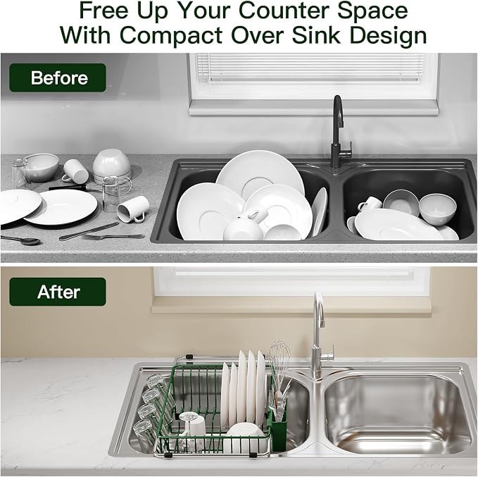 Green Dish Drying Rack Over The Sink - Image 2
