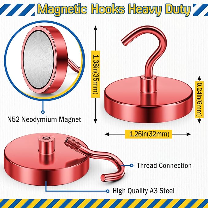 FINDMAG Magnetic Hooks for Cruise Cabins, 110lbs Magnetic Hooks - Image 5
