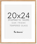 Rustic Oak Wooden Picture Frame, 20x24 with Tempered Glass, Matted to 16x20 (Natural Oak, 1 Pack)