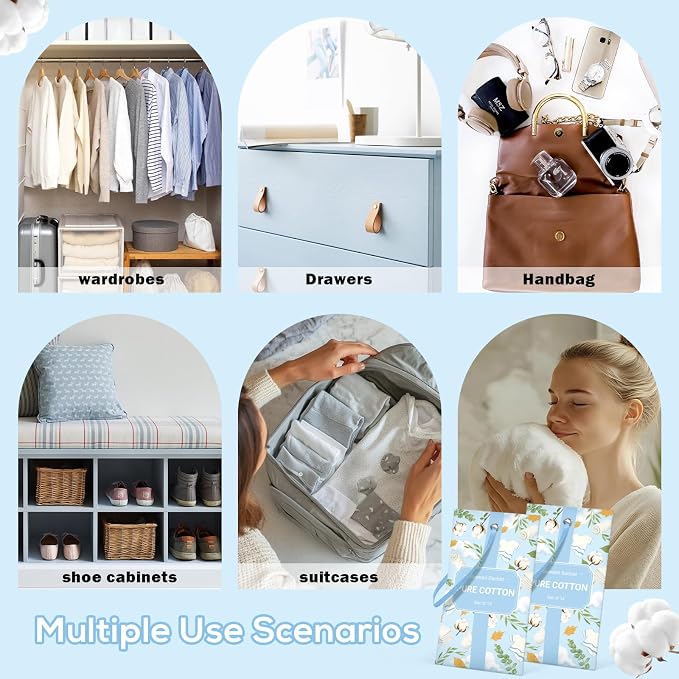 SCENTORINI Scented Sachets for Drawer and Closet, Pure Cotton Scent 14 Pack - Image 6