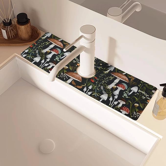 Sink Faucet Absorbing Mat, 2 Pack Drying Mat Around Faucet Sink Splash Guard - Image 2
