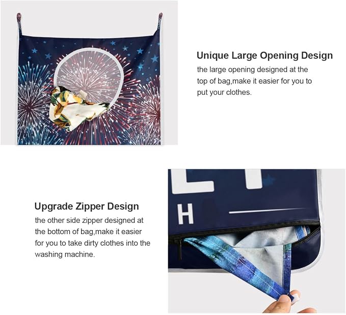 2PCS Hanging Laundry Hamper Bag Over the Door Laundry Hamper Wall Hamper Large - Image 4