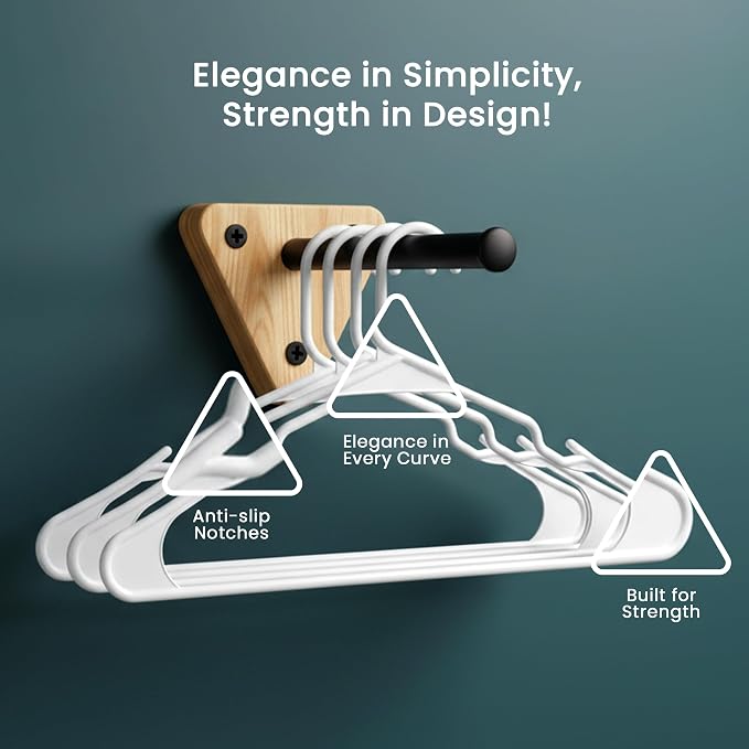 Utopia Home Plastic Hangers 50 Pack – Space Saving Clothes Hanger White | - Image 6