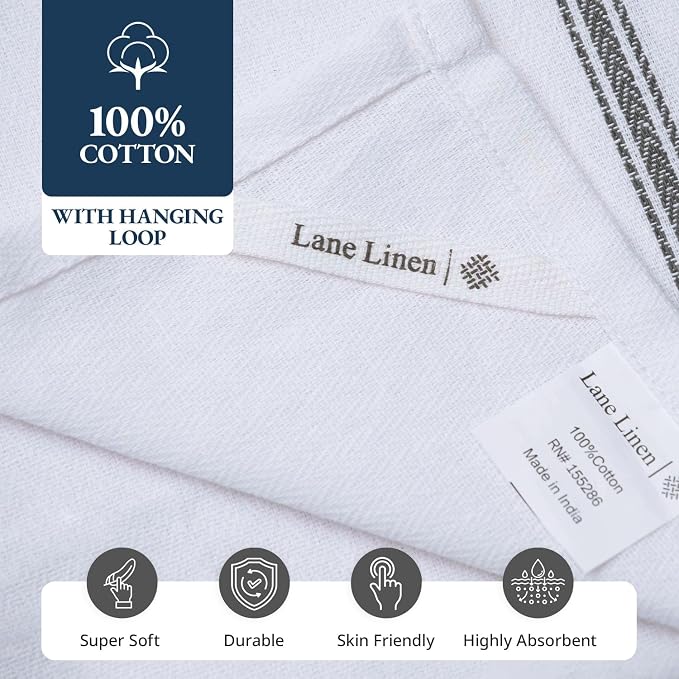LANE LINEN Dish Towels for Drying Dishes 100% Cotton Absorbent 12 Pack - Image 8