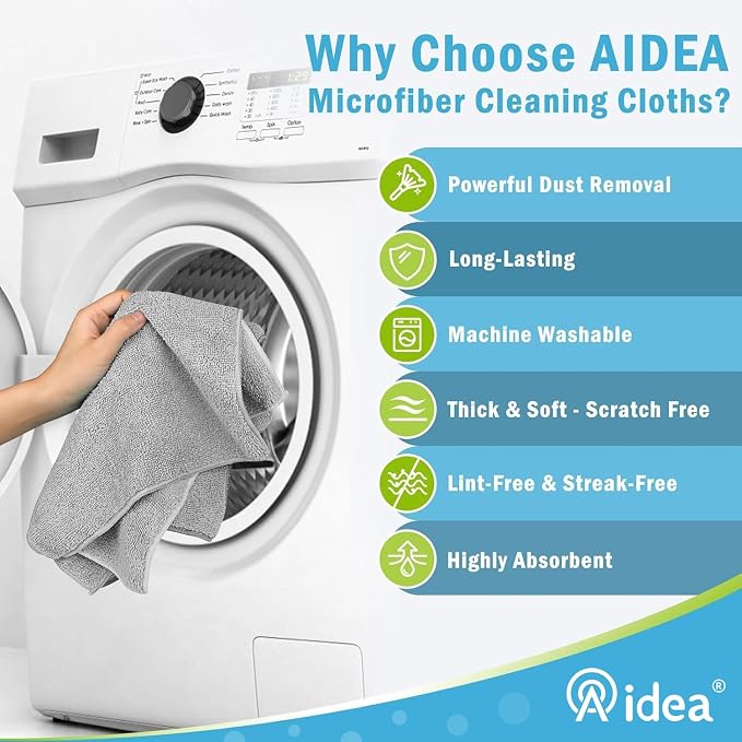 AIDEA Gray Microfiber Cleaning Cloth-8PK, Microfiber Towel - Image 3