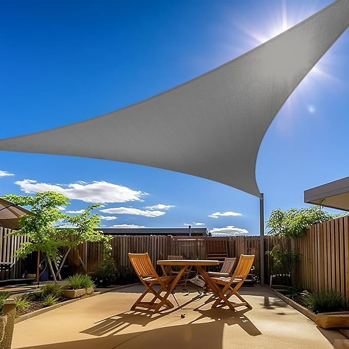 Amagenix Sun Shade Sail 12'X12'X12' Curved Edge Outdoor Shade Canopy Dark Grey Breathable 95% UV Block Shade Cloth for Patio Garden Backyard (We Make Custom Size)