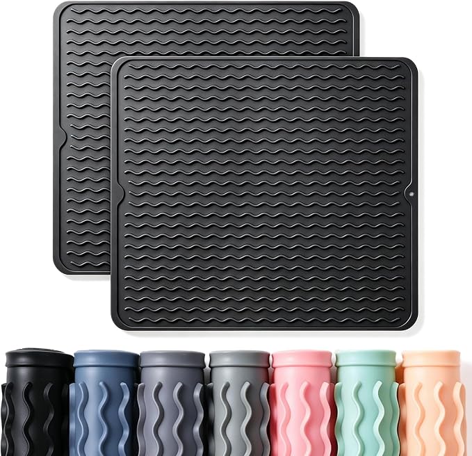 2 Pack Caketime Silicone Dish Drying Mat by CAKETIME