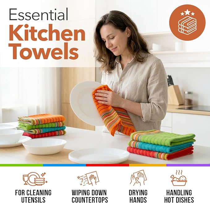 TEXAS LINEN CO. Kitchen Dish Towels, 100% Cotton Salsa Towels, Highly Absorbent - Image 4
