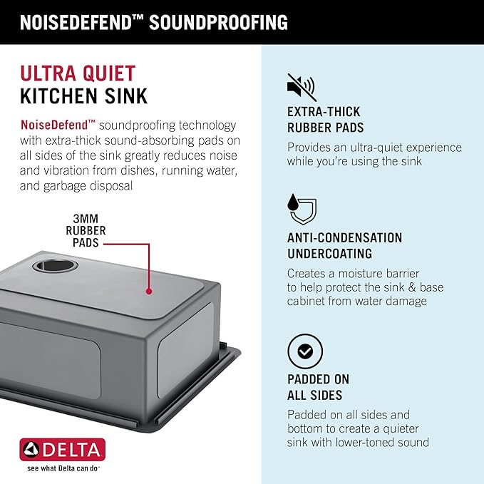 DELTA FAUCET Delta Marca 25 Inch Drop-In Undermount Stainless Steel Single Bowl Kitchen Sink with Accessories
