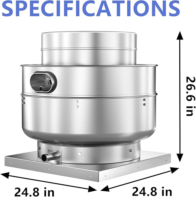 Restaurant Hood Grease Rated Exhaust Fan- Food Truck High Speed Direct Drive Centrifugal Upblast Exhaust Fan 1HP 110 Volt Single Phase Motor 3500 CFM