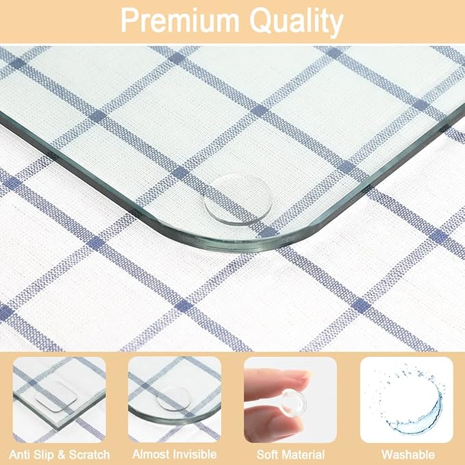 Premium Clear Soft Glass Table Top Bumper, Anti Slide and Scratch for Glass Table, Non-Adhesive Rubber Pads for Glass Table Top Spacer, Round and Square (25mm*2mm, 40 PCS)
