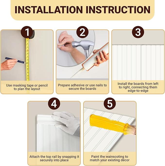 Premade Board-and-Batten Wainscoting Kit - Ready to Assemble Cover 118" x 39.4", Paintable Panel Molding Trim Slats for Accent Wall