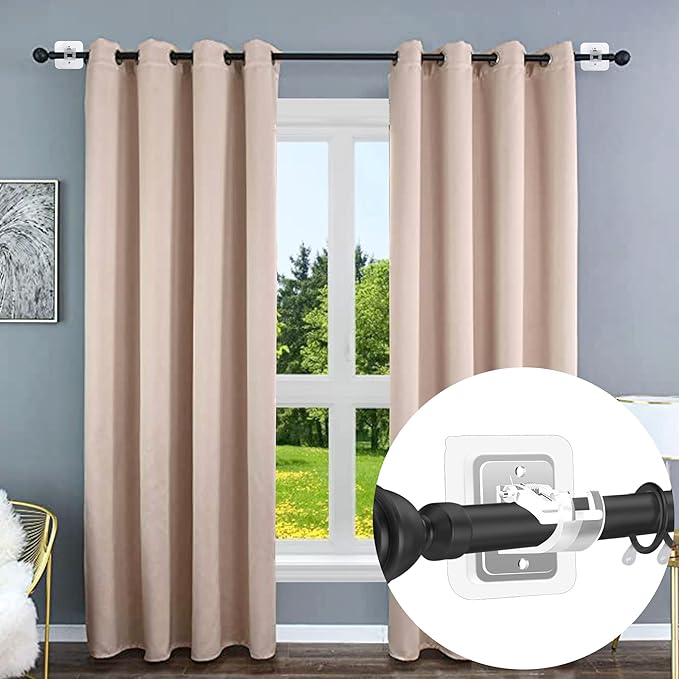 Codoule Self Adhesive No Drill Adjustable Curtain Rod Holder Hooks Brackets | - Image 2