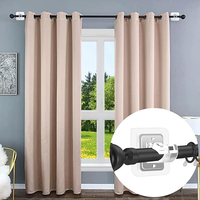 Self Adhesive No Drill Adjustable Curtain Rod Holder Hooks Brackets | Nail Free - Image 3