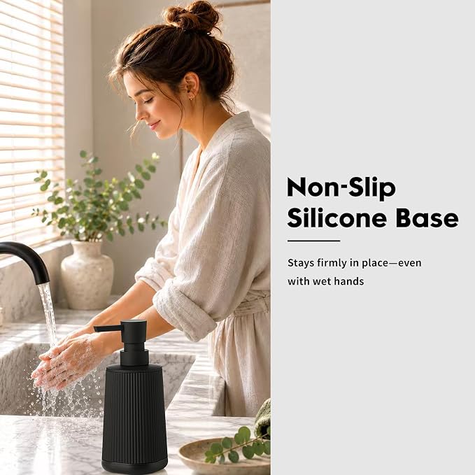 YAUKPH Small Soap Dispenser for Bathroom and Kitchen Black Silicone Base | - Image 5