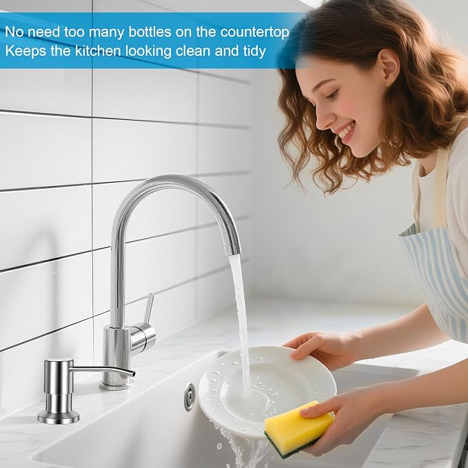 Soap Dispenser for Kitchen Sink, Upgrade Built in Sink Soap Dispenser Brushed - Image 2