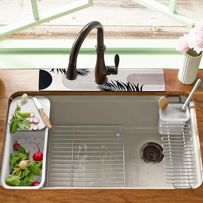 Sink Faucet Absorbing Mat, 2 Pack Drying Mat Around Faucet Sink Splash Guard - Image 7
