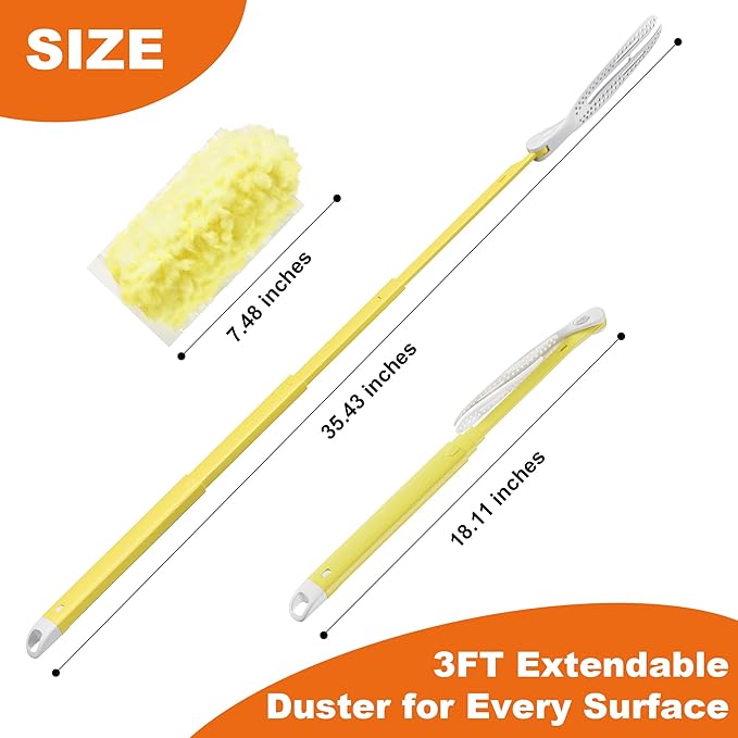 JOYMOOP Scented Telescopic Duster kit, 3FT Extendable Handle + 4 Yellow Refills - Image 2