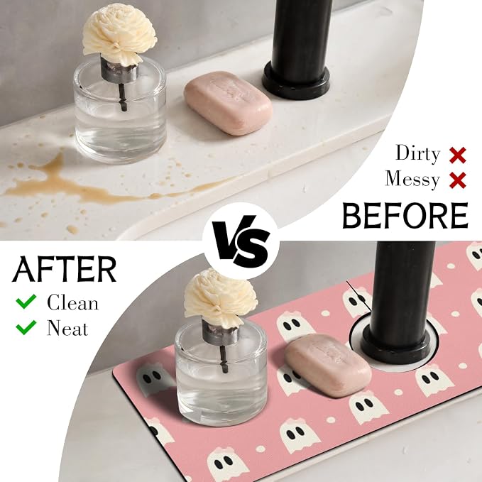 Halloween Kitchen Sink Splash Guard Faucet Mat, Farmhouse Sink Splash Guard - Image 3