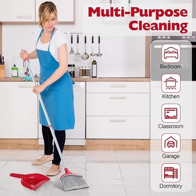 6 Pcs Broom and Dustpan Set, 54 Inch Indoor Angle Broom | Kitchen Cleaning - Image 6