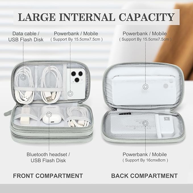 FYY Electronic Organizer, Travel Tech Pouch Bag, Cable Organizer Grey | Wrist - Image 3