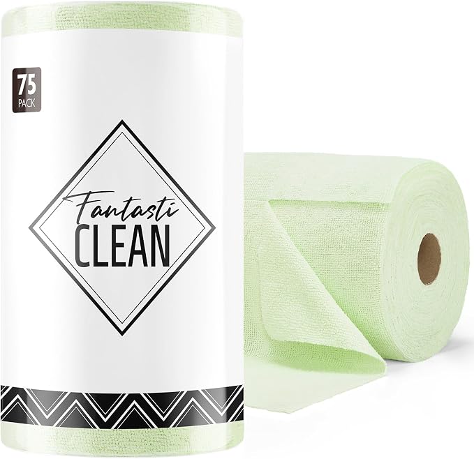 Fantasticlean Microfiber Cleaning Cloth Roll- 75 Sheets, Tear-away Microfiber by Fantasticlean