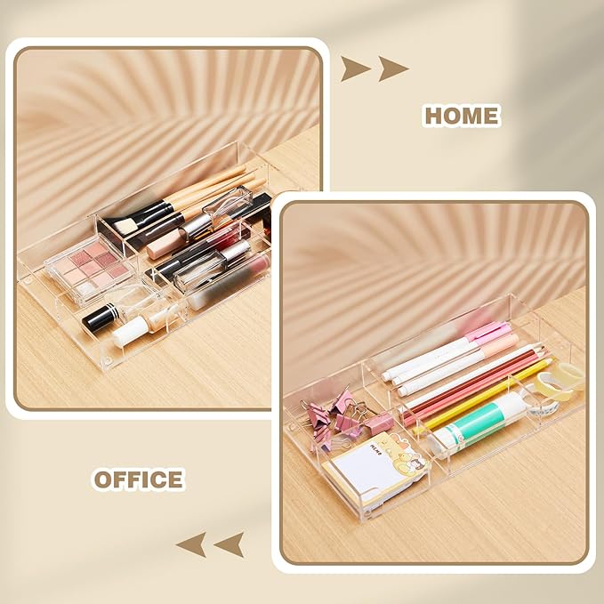 Briwooody Clear Acrylic Drawer Organizer, 6 Compartments, Small | 11 x 6.1 x - Image 5