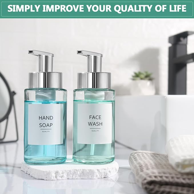RYTOXILO Glass Soap Dispenser, 10 oz/300ml Foaming Soap Dispenser, 4 Pack - Image 7