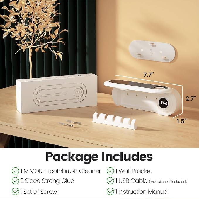 MIMORE Toothbrush Holder Wall Mounted, 5 Slots, 6-Minute Timer | Toothbrush - Image 6