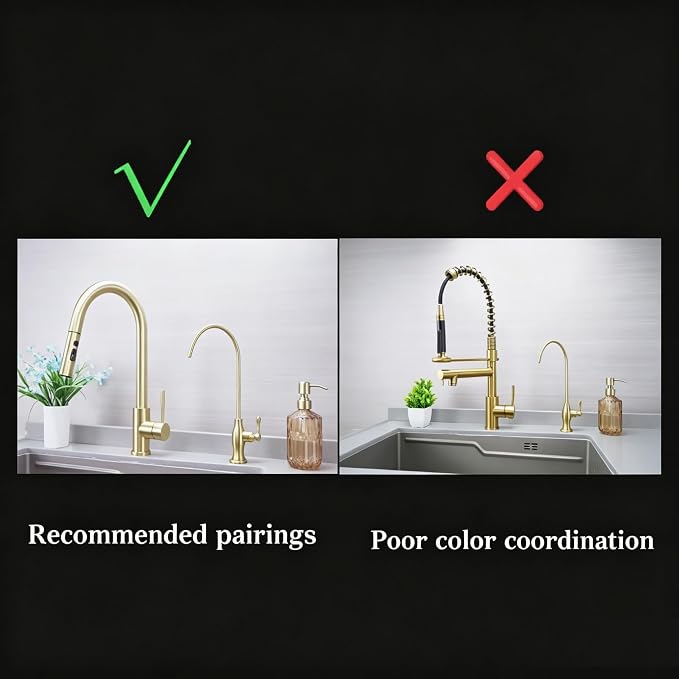 Delle Rosa Brushed Gold Drinking Water Faucet, Non-Air Gap Stainless Steel - Image 8