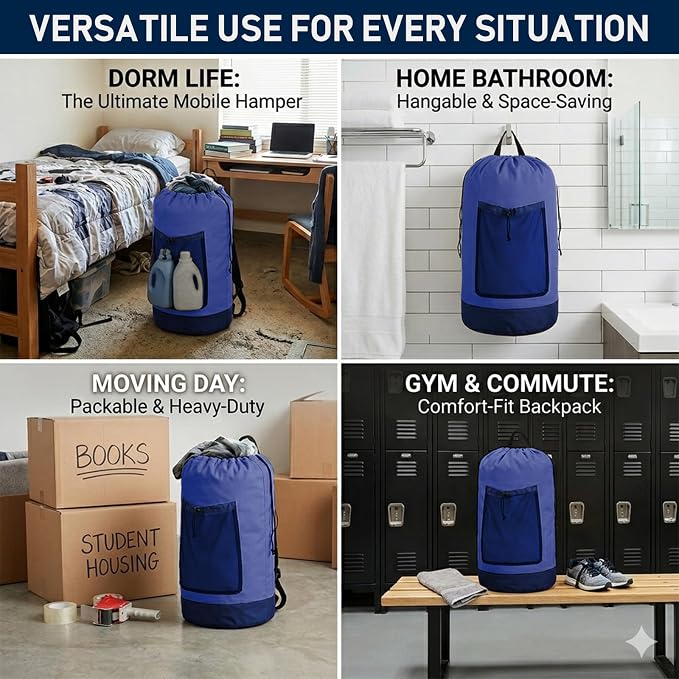 Backpack Laundry Bag, Durable polyster Laundry Backpack Bag - Image 6