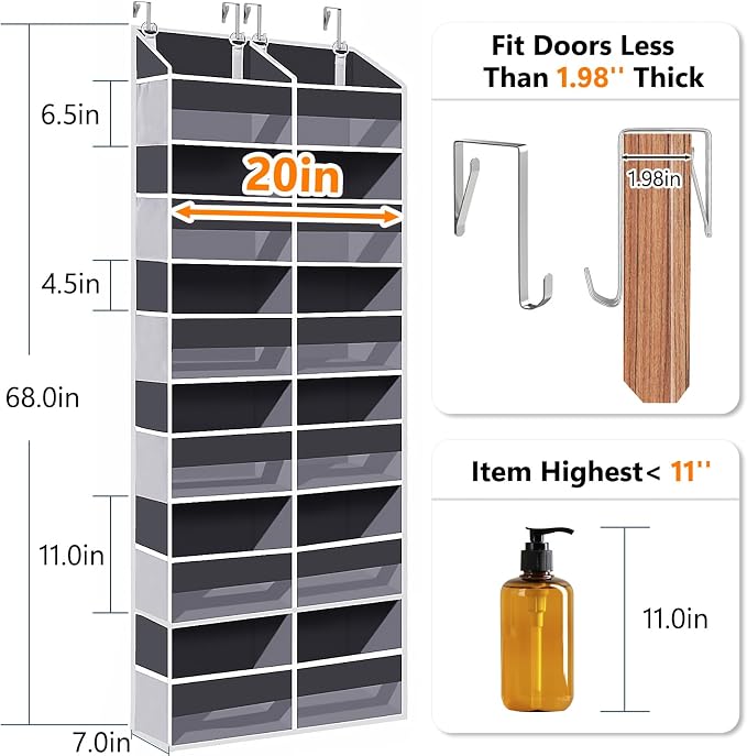 Heavy Duty Over The Door Organizer 6 Tiers, Extra Large Behind Door Storage of - Image 2