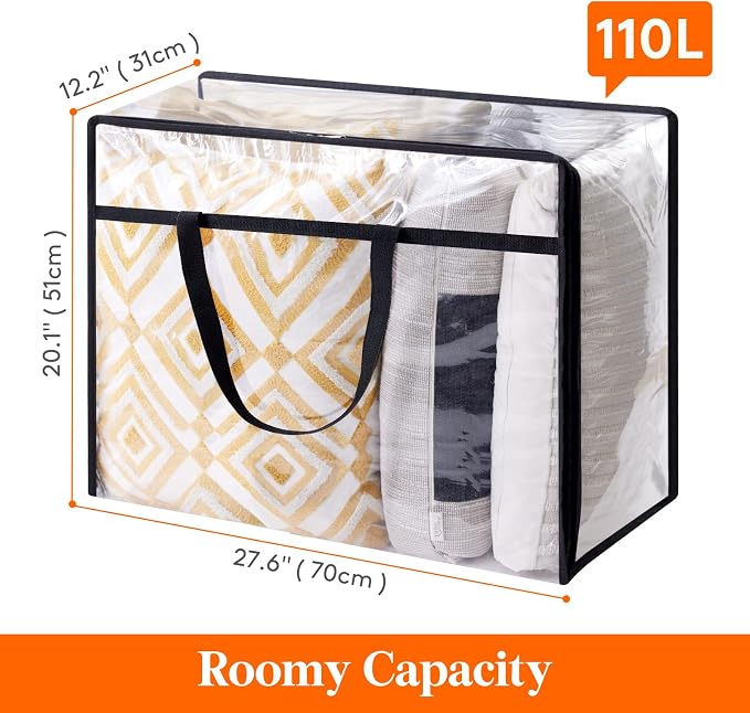 Lifewit 2 Pack Clear Clothes Storage Bags, 110L Plastic Blanket Storage Bag - Image 4