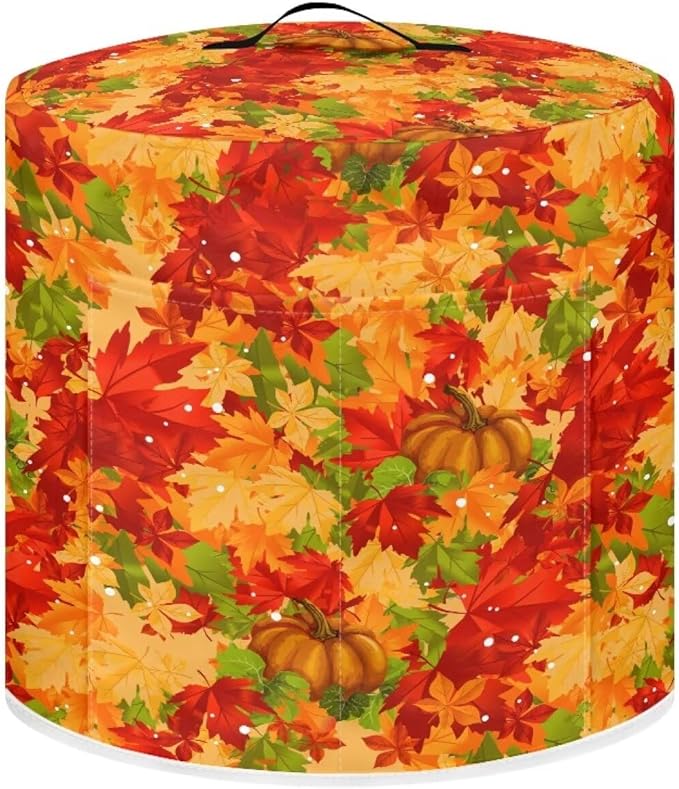 Insulated Pressure Cooker Appliance Dust Cover with Top Handle and Storage Pockets Kitchen Appliance Protector 6 Quart Rice Cooker, Thanksgiving Day Maple Leaf