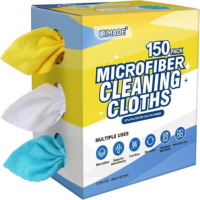 UNIMADE Microfiber Cleaning Cloth, 150 Pack Microfiber Towels by Unimade