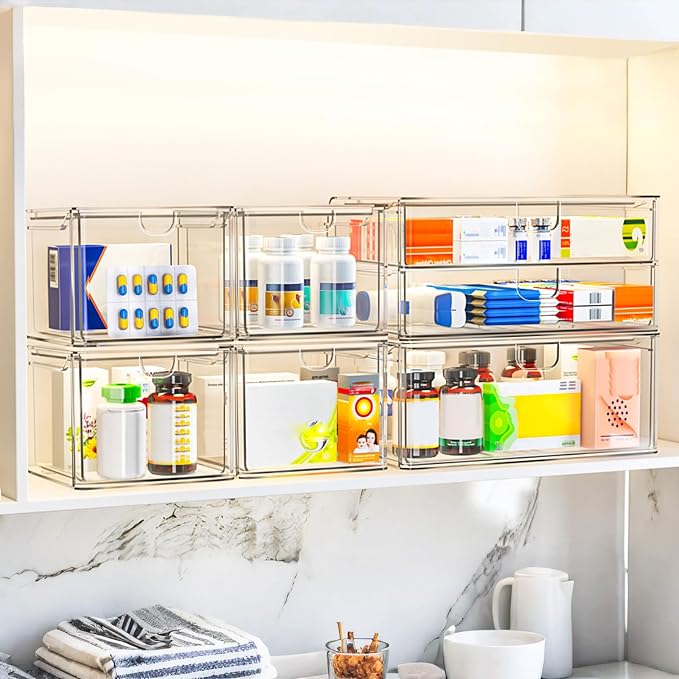 caktraie 6-Pack Acrylic Stackable Storage Drawers - Image 5