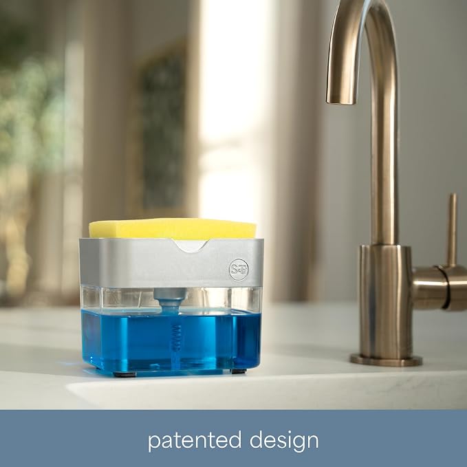 S&T INC. Dish Soap Dispenser and Sponge Holder, Sponge Included, Anti-Slid Feet - Image 5