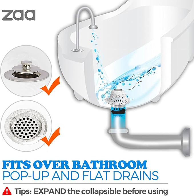 Bathtub Drain Strainer Silicone Bathroom Stopper Fixture Accessories | White - Image 3