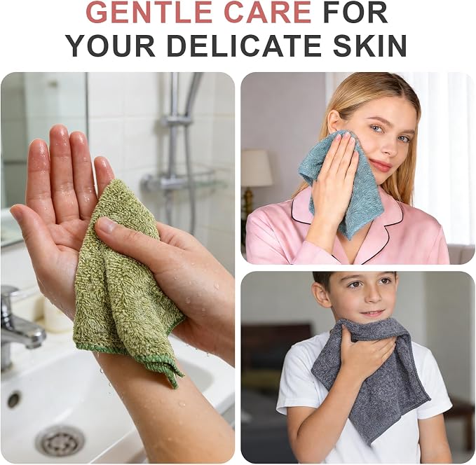 10 Pack Premium Washcloths, Highly Absorbent and Super Soft Face Towels | - Image 6