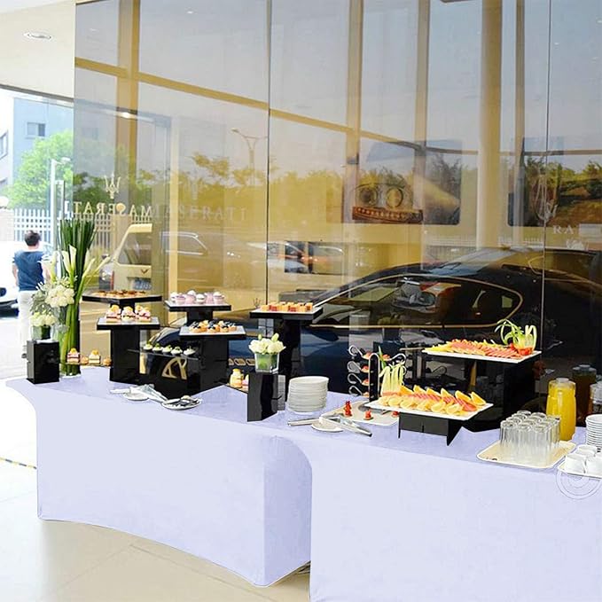 RELIANCER 2 Pack Stretch Spandex Table Covers for Rectangular Tables,4FT Elastic Fitted Tablecloth,Universal Rectangular Table Cloth Protector for Outdoor Party,Wedding,Bar,Birthday,Banquet,Events