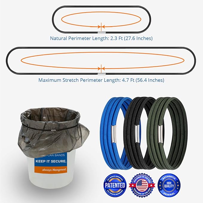Trash Can Rubber Bands Fit 8 to 32 Gallon Cans, Hongmed Garbage Elastic Bands - Image 2