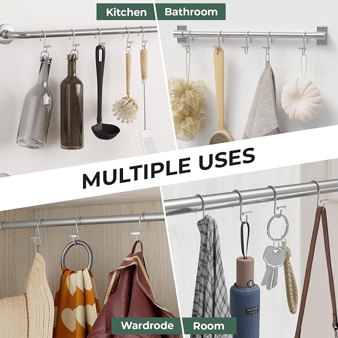 Bathway Shower Curtain Hooks, Shower Curtain Rings Rust Proof, T-Bar Design - Image 7