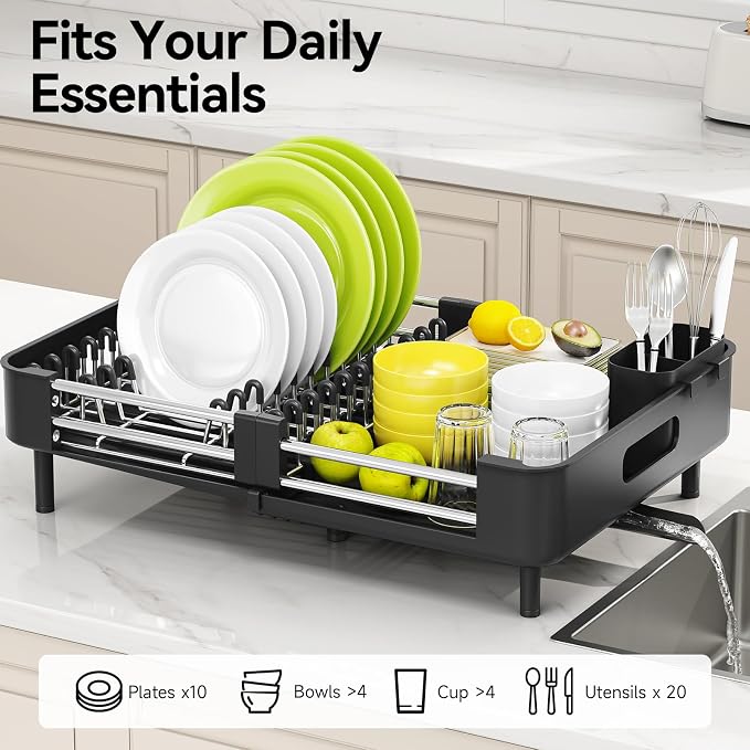 Urackify Extendable Stainless Dish Drying Rack - Image 2
