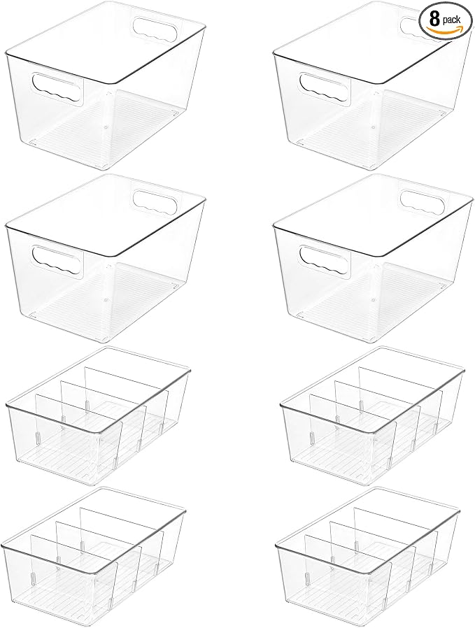 Vtopmart 8 Pack Clear Storage Bins Set by Vtopmart