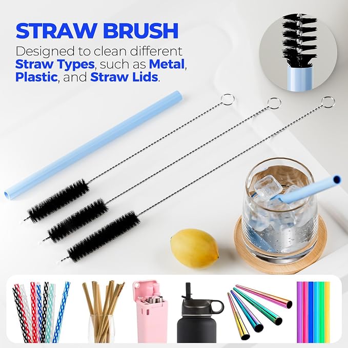 Holikme 12 Pack Bottle Brush Set, 3 Straw Brushes, Bottle Cleaning Brush - Image 4