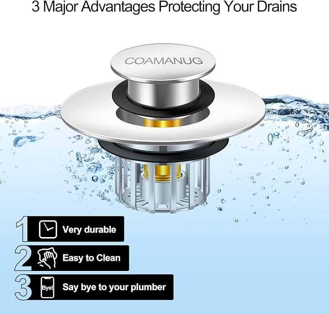COAMANUG Bathtub Stopper | Shower Drain Hair Catcher, Pop-up Tub Stopper - Image 7