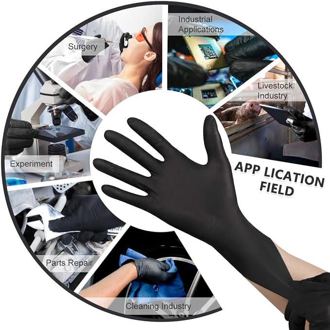 Nitrile Disposable Gloves Pack of 100, Latex Free Safety Working Gloves - Image 6